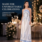 AVINO Cobalt Petal Linen Halter Maxi Dress - image 06