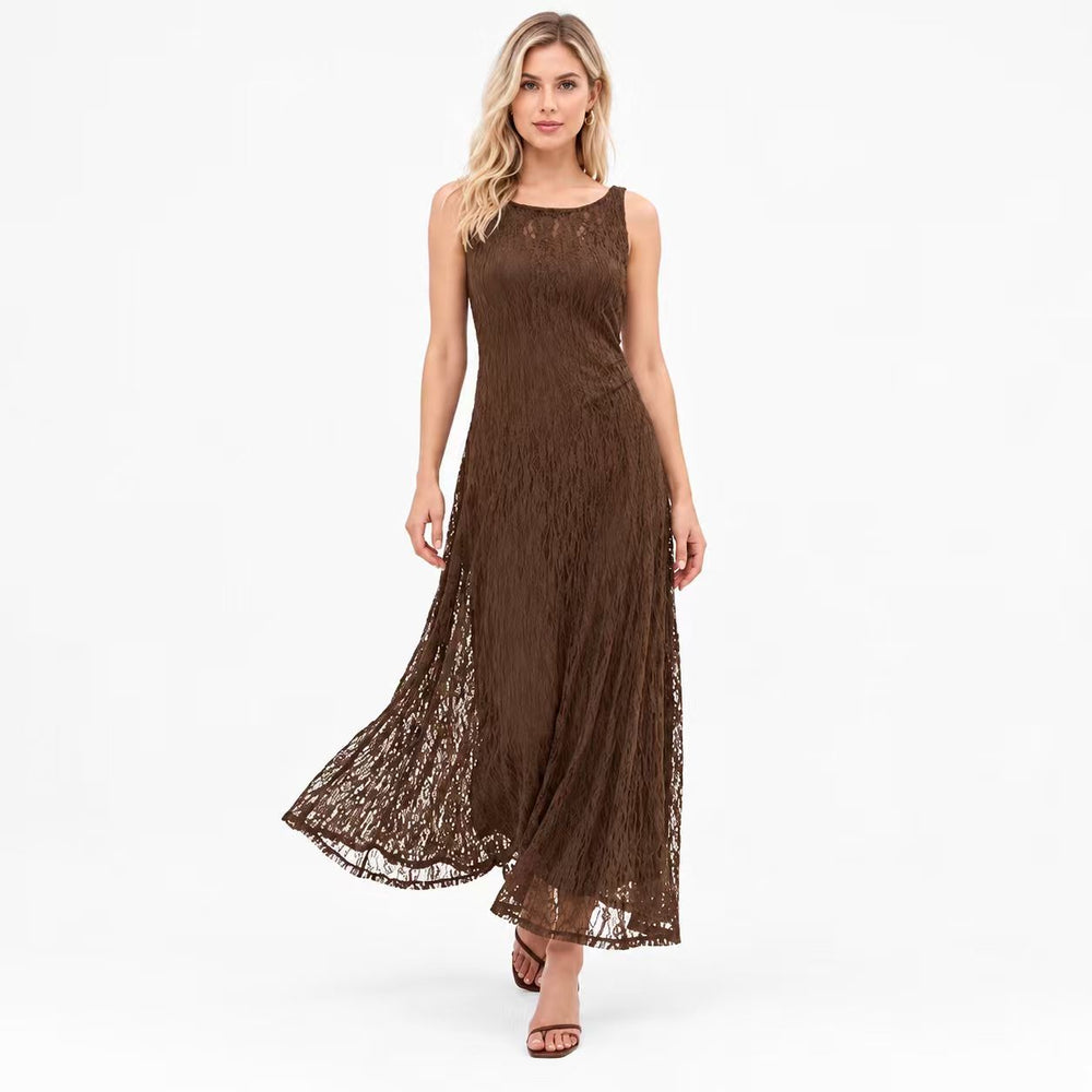 AVINO Midi Dress Cocoa Column Asymmetry