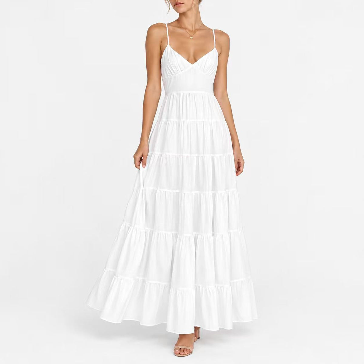 AVINO Solenne Open-Back Tiered Maxi Dress - image 01