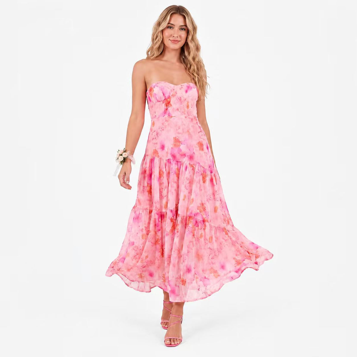 AVINO Sunset Petal Strapless Maxi Dress - image 01