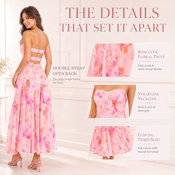 AVINO Sunset Petal Strapless Maxi Dress - image 04