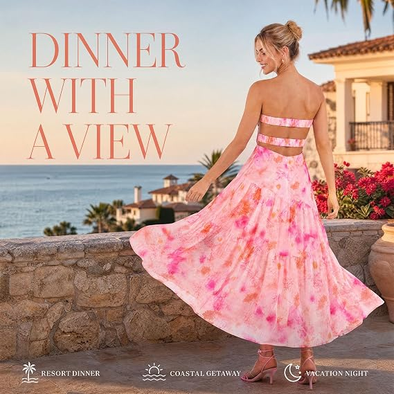 AVINO Sunset Petal Strapless Maxi Dress - image 06
