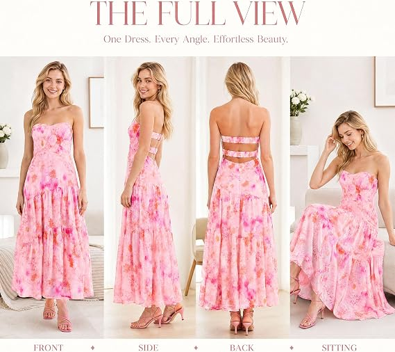 AVINO Sunset Petal Strapless Maxi Dress - image 07