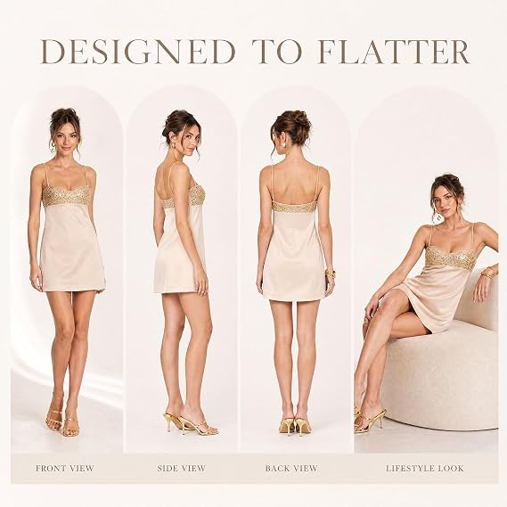 AVINO Champagne Gleam Embellished Mini Dress - image 06