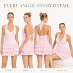 AVINO Blush Ruffle Lace Halter Mini Dress - image 04