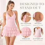 AVINO Blush Ruffle Lace Halter Mini Dress - image 05
