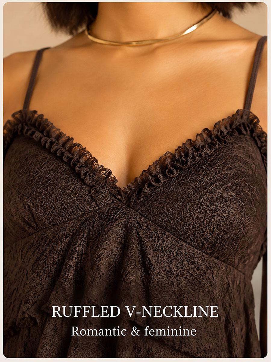 AVINO Sandstone Lace Babydoll Mini Dress - Brown - image 07