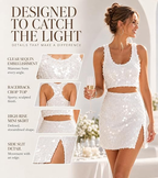 AVINO Ivory Lumière Sequin Two-Piece Mini Set - image 04