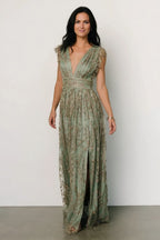Arlene Shimmer Gown | Sage + Gold