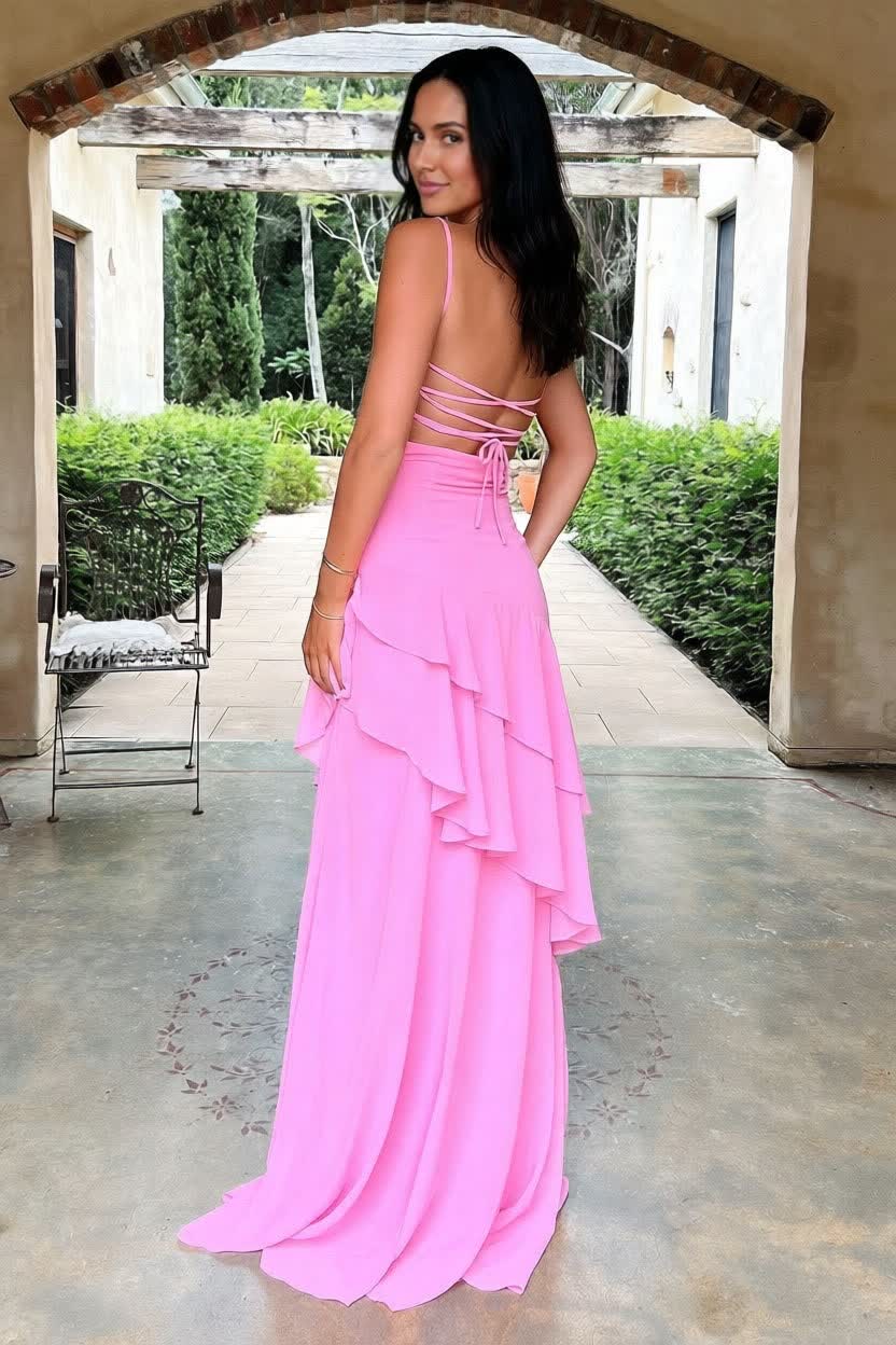 Anais Tiered Ruffle Maxi Dress - Pink