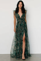 Carmine Maxi Dress | Green Floral